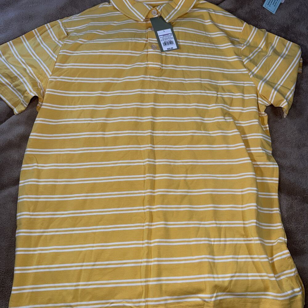 Goodfellow‎ Men’s Striped Game Day Polo Yellow L NWT
